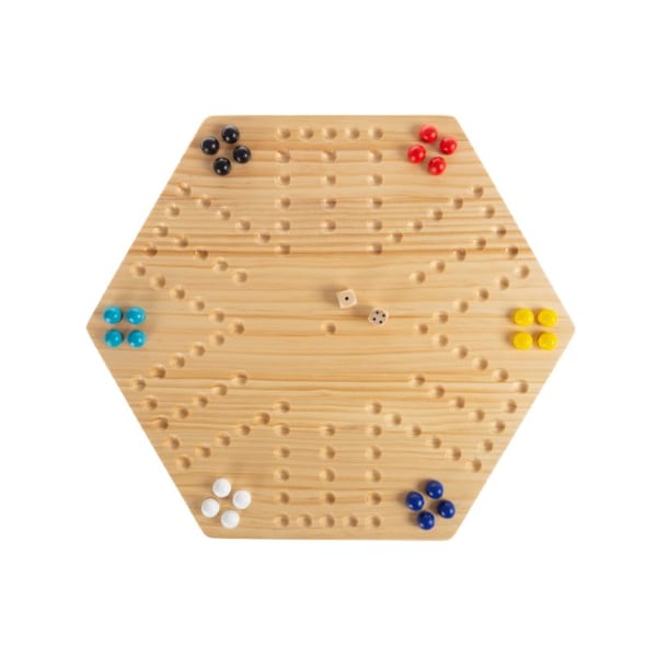 Toy Time Strategic Thinking Game Set with Board, 24 Colored Marbles, 2 Dice, 6-Player Game for Kids / Adults 412084JJT - main